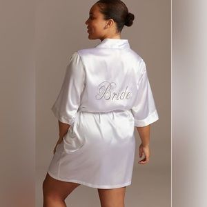 David’s Bridal BRIDE Bling White Satin Wedding Robe